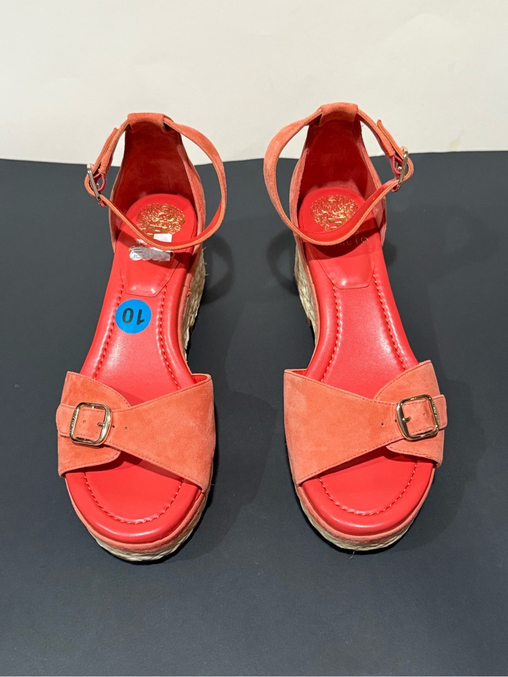 Vince Camuto Women’s Coral Suede Ankle-Strap Wedge Sandals Size 10W